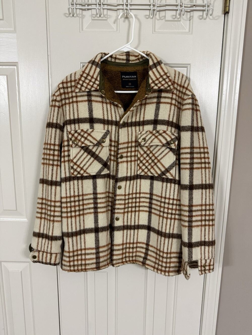 Puritan Vintage 1960s Men’s Plaid Sherpa XL Size 44